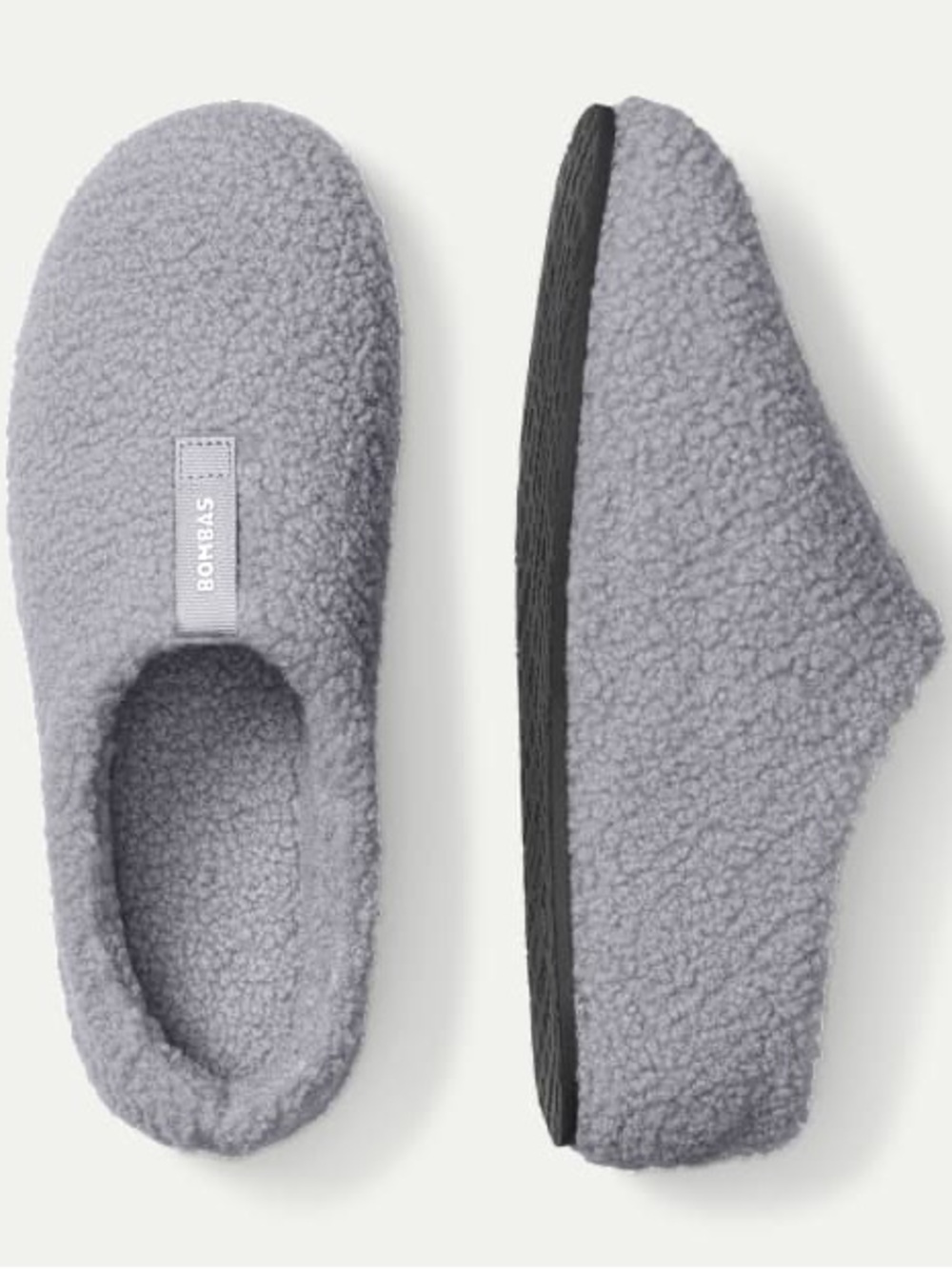 Bombas Plush Sunday Cozy Sherpa Slippers in Light Gray Light Blue